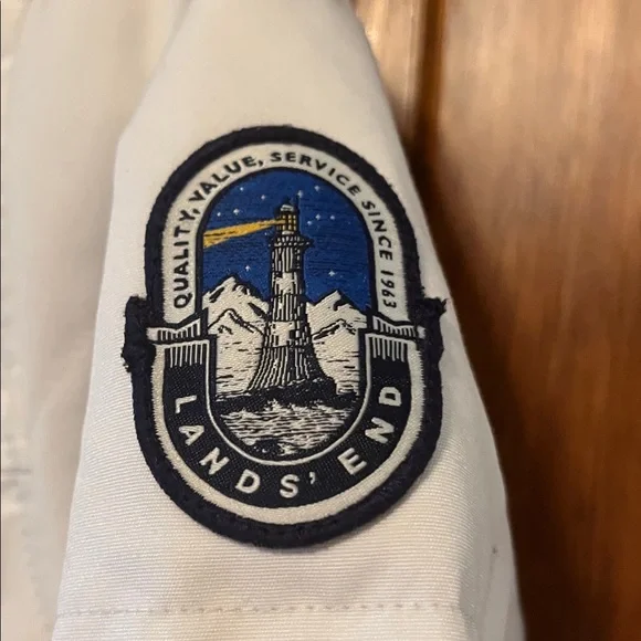 Lands' End Cream Quilted Long Coat - Picture 3 of 3